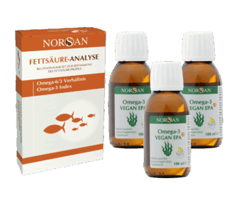Picture depicts vegan EPA oils with analyze kit